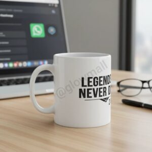 Zubeen Garg Legends Never Die waterproof ceramic printed white mug by Glow Mall.