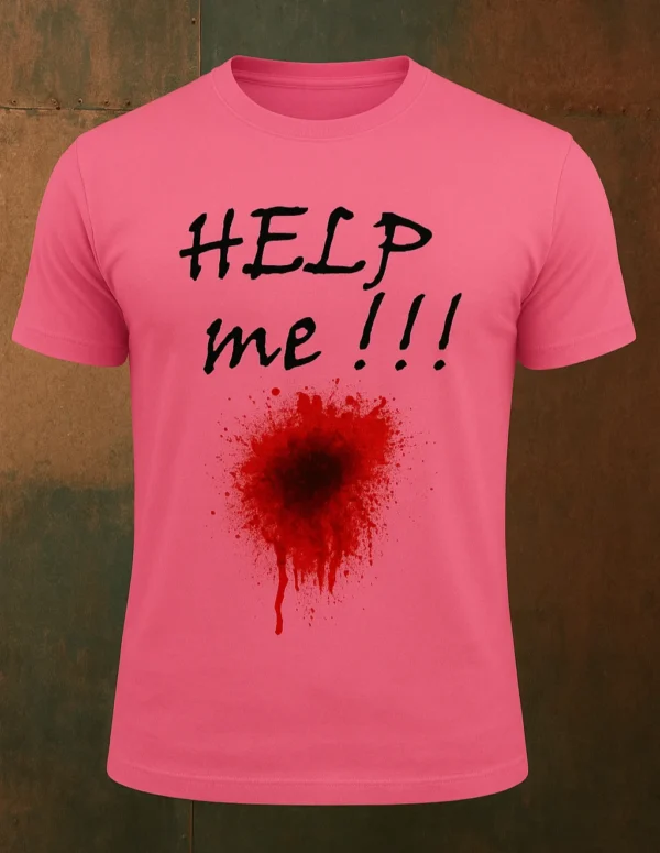 Glow Mall Help Me sublimation printed scary polyester t-shirt with blood splash design