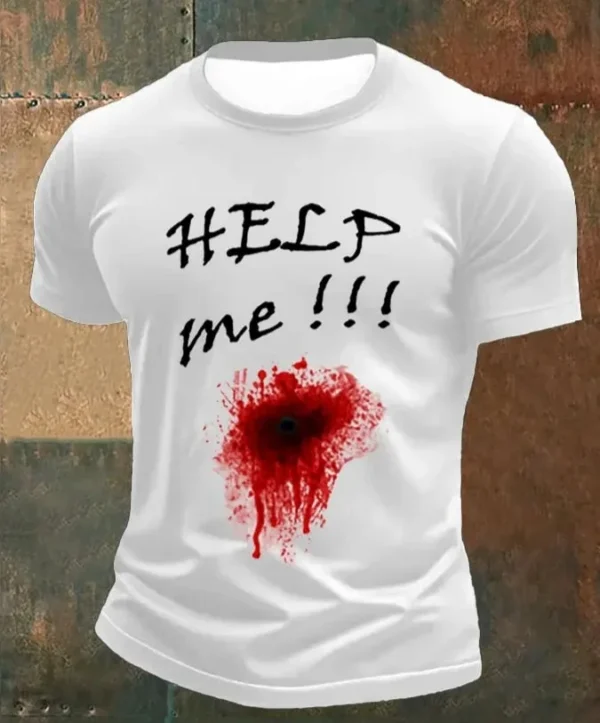 Unisex polyester sublimation Help Me t-shirt in yellow, white, and pink colors