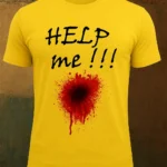 Glow Mall “Help Me” Sublimation Printed Polyester T-Shirt – Unisex Scary Print (Yellow, White, Pink | S, M, L)