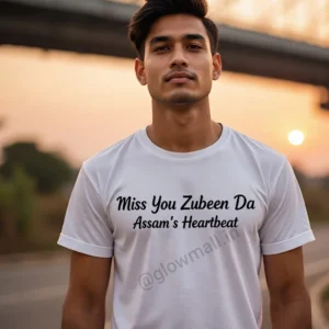 Miss You Zubeen Da Assam Heartbeat White Sublimation T-Shirt by Glow Mall