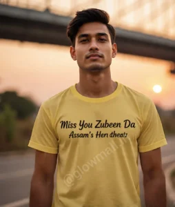 Glow Mall “Miss You Zubeen Da – Assam’s Heartbeat” Tribute T-Shirt | Sublimation Print Polyester Tee
