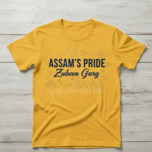 Assam's Pride Zubeen Garg T-Shirt Fan Tee Sublimation White Yellow Tribute