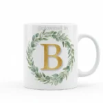 Personalized Alphabet Ceramic Mug (A–Z) – Golden Letter with Floral Design | Glow Mall