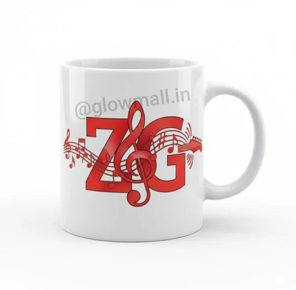 ZG Zubeen Garg Tribute Mug, red music design, Glow Mall, sublimation printed, white ceramic, 11Oz