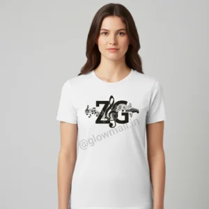 Zubeen Garg Tribute T-shirt by Glow Mall, premium 160 GSM polyester, white unisex design with ZG and music notes