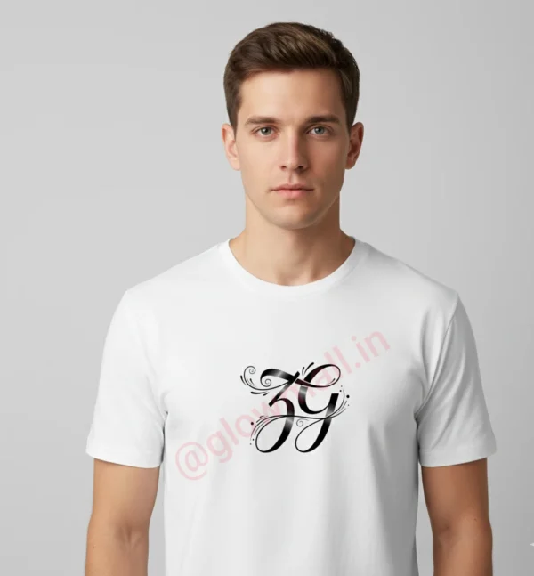 ZG Monogram Tribute T-shirt, fan-made, premium 160 GSM white polyester, Glow Mall, respectful homage to Zubeen Garg.